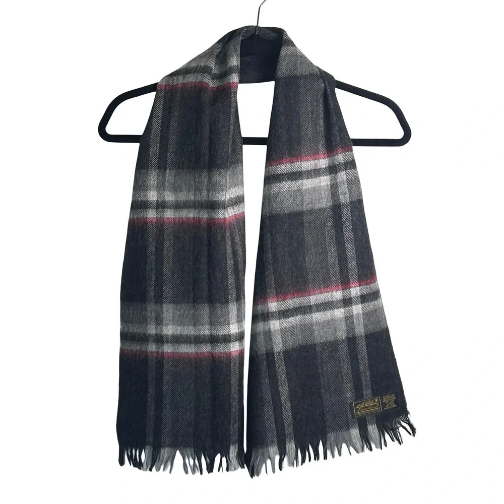 Eddie Bauer‎ Vintage 100% Wool Plaid Scarf Outdoor Preppy Gorpcore Hiking Unisex